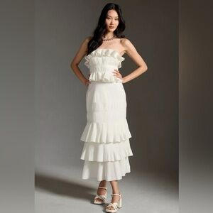 Anthropologie Let Me Be Strapless Tiered Ruffled Dress